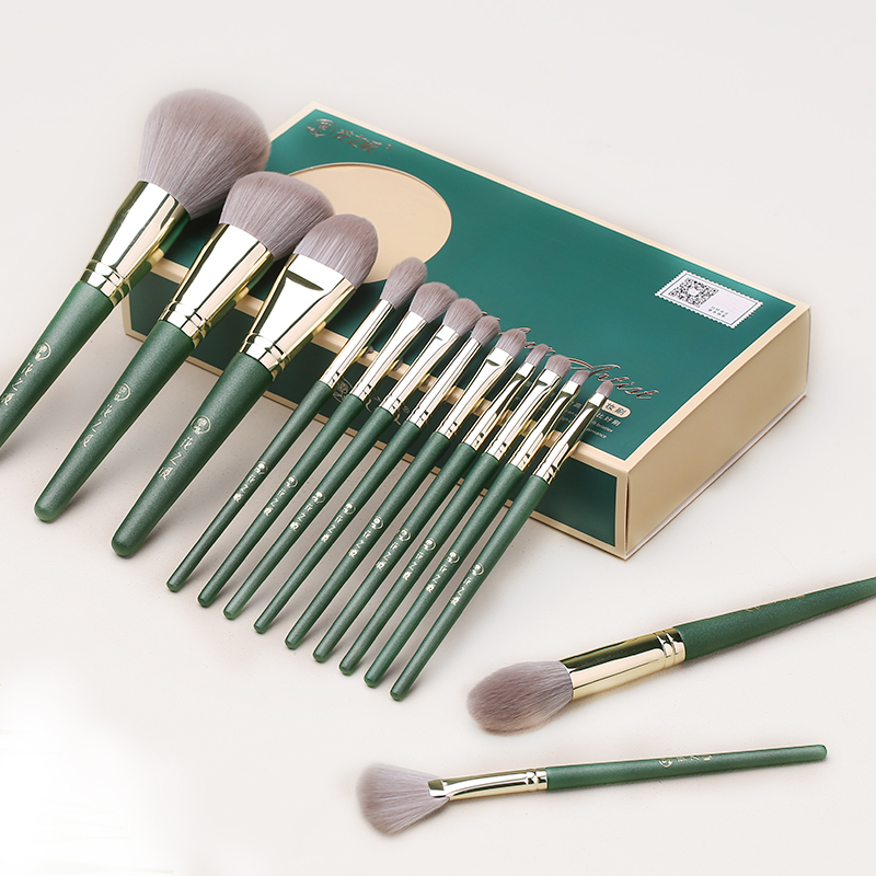 luxury natural wooden handle acrylic soft bristle single shadow plastic handle packaging cleansing vegan makeup brushes set hot