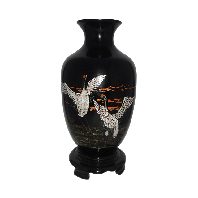 Eco-friendly Artistic Round Shaped Lacquer Wood Plate Multi-functional Plate Round Egg-shell Lacquer Plate For Souvenir