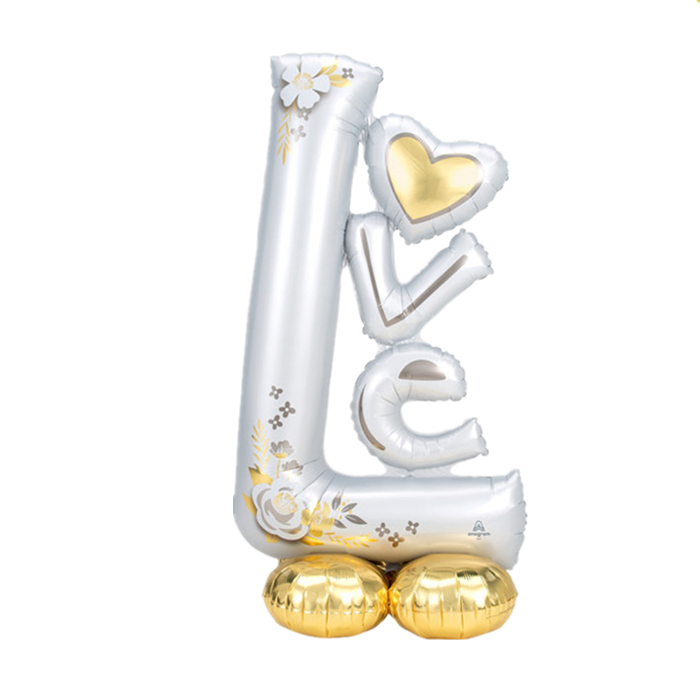 free-standing big LOVE Airloonz foil balloon silver red color for wedding proposal anniversary party decoration