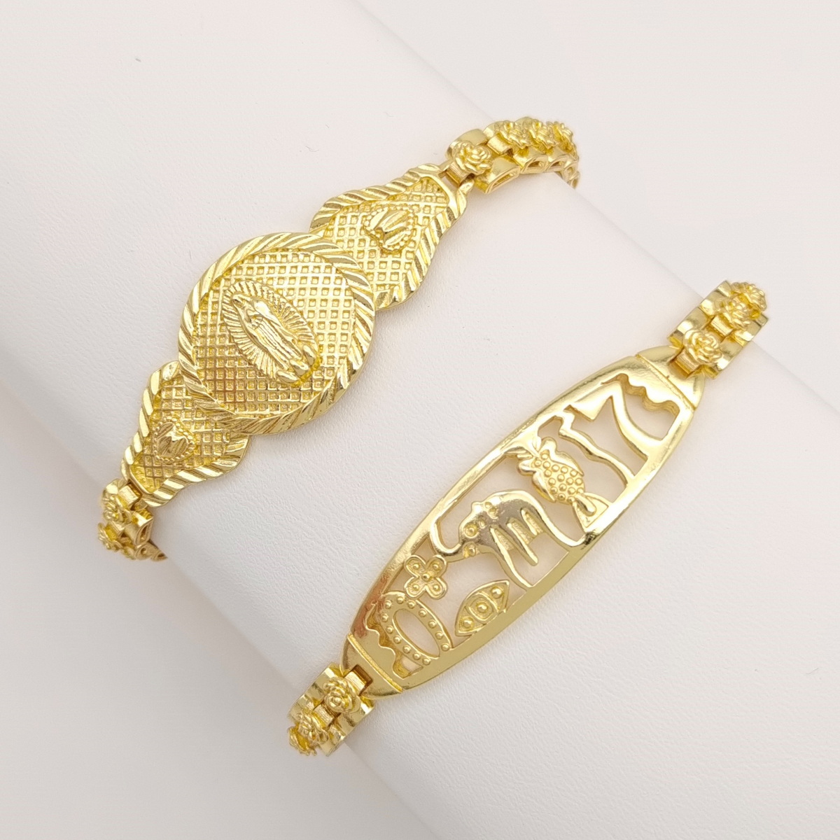 14K  Royal Vintage Charm Virgin Mary Elegant and Exquisite virgen de guadalupe elephant religious lady bracelet