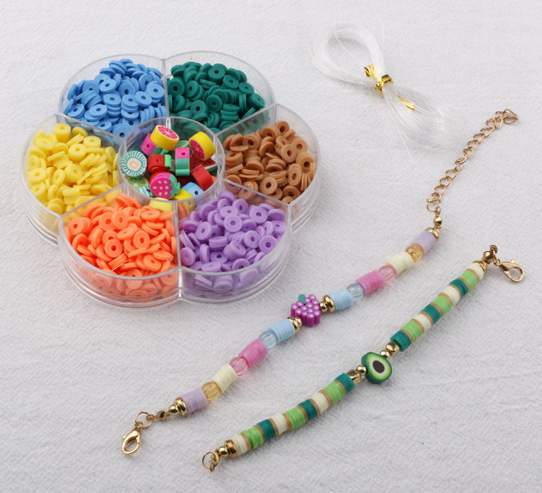 Factory Wholesale Custom DIY Gifts 24 Colors 6mm Jewelry Bracelet Making Polymer Ceramic Clay Porcelain Beads Sets for Girls