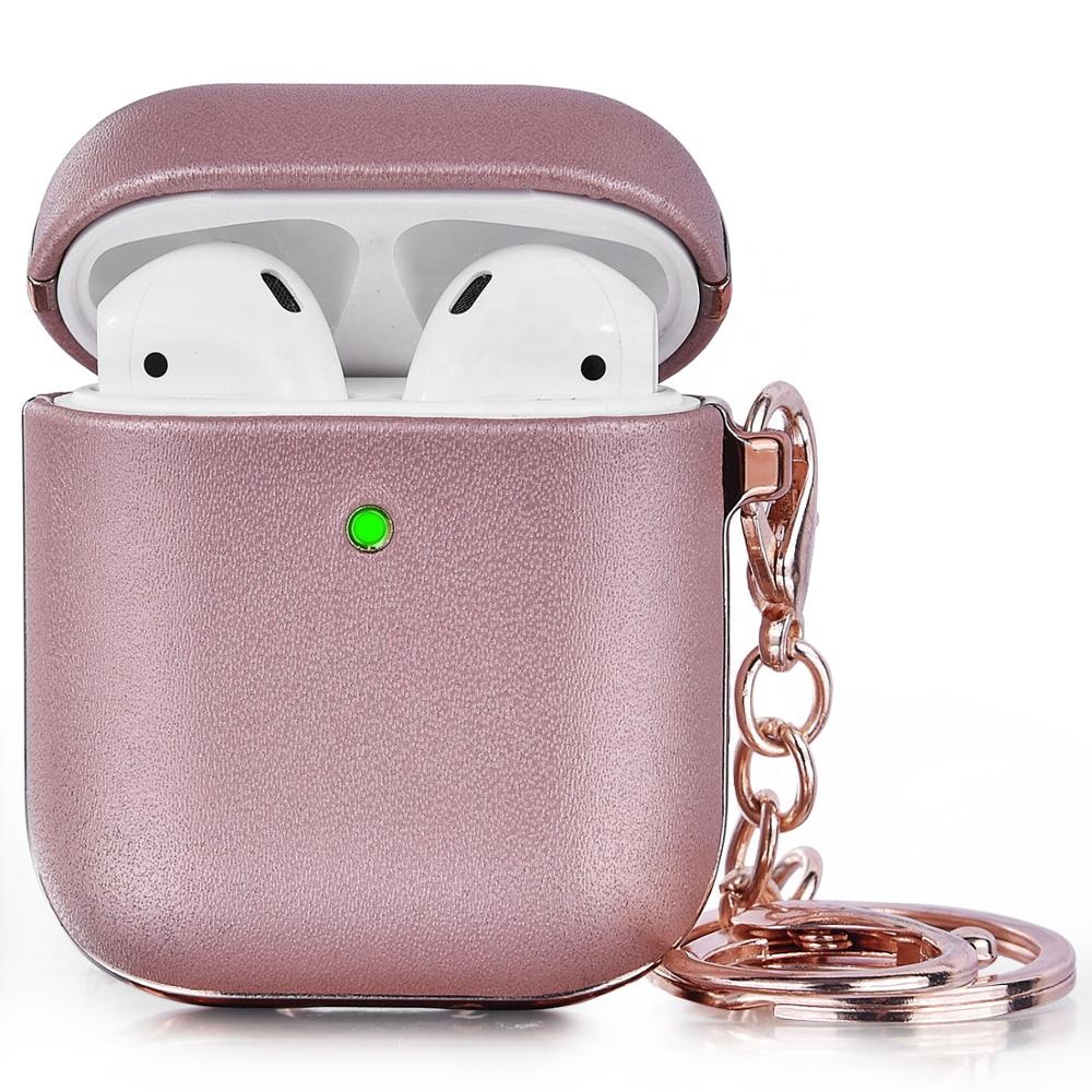 Кожаный чехол для Airpods, мужской чехол для Airpods 2 и 1, чехол для зарядки с брелоком, защитный чехол