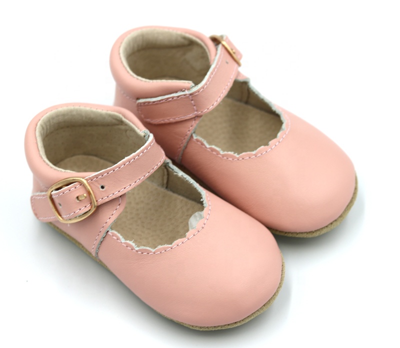 Solid Color Soft Sole Buckle Strap Genuine Leather Baby Dress Shoes
