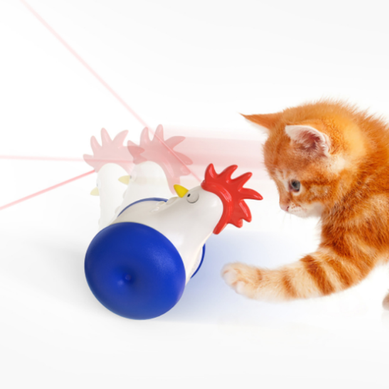 Chicken Shape Cat Laser Pet Automatic Rotating Catch Light Training Tumbler Interactive Laser Cat Toy