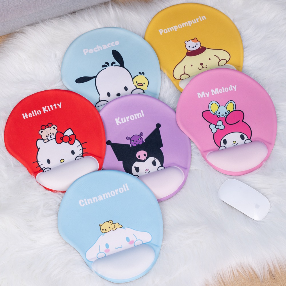Sanrioed мультяшная My Melody Kuromi Cinnamoroll Purin Dog Kt Cat Подушка для рук, подставка для запястья, коврик для мыши, Офисная игра, нескользящий коврик для мыши