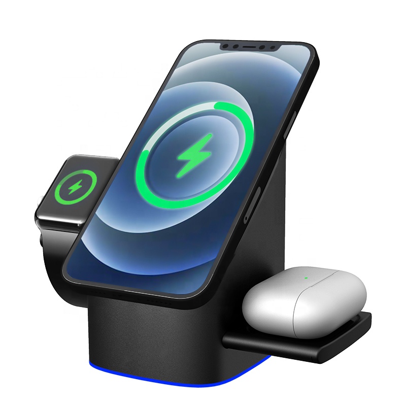 Wintop Foldable drawer Magnetic Fast Charging Holder 3 in 1 Wireless Charger Stand for iphone for iwatch for airpods pro
