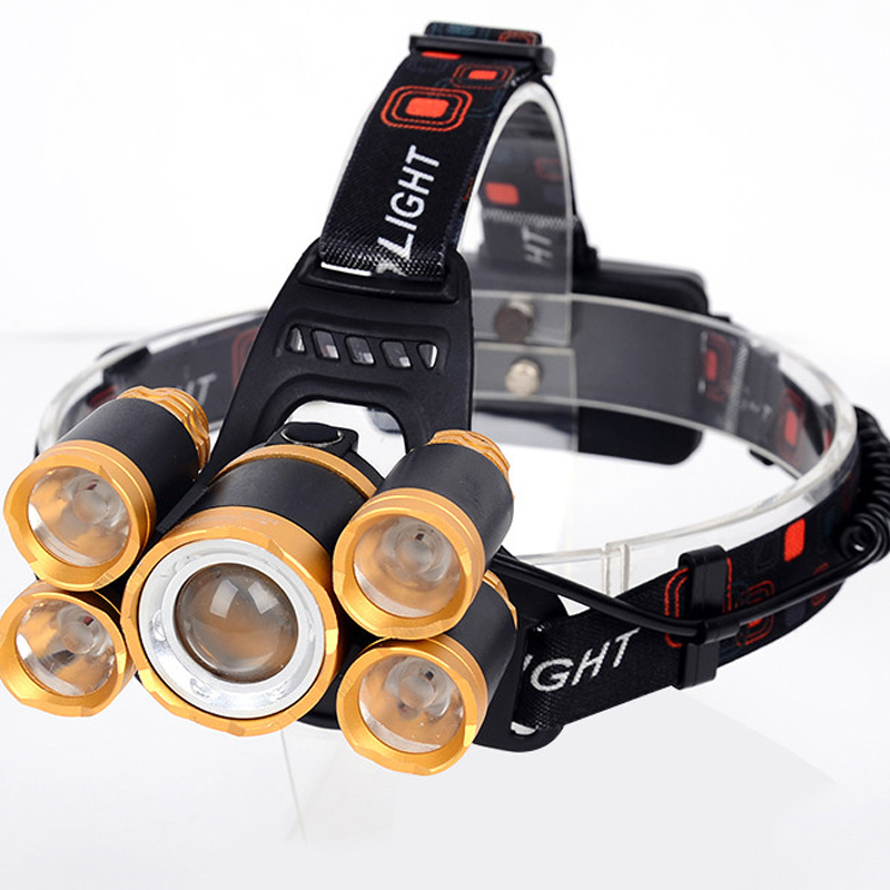 Мощный светодиодный налобный фонарь 5LED T6 налобный фонарь Фонарь налобный фонарь 18650 батарея лучше всего подходит для кемпинга, рыбалки
