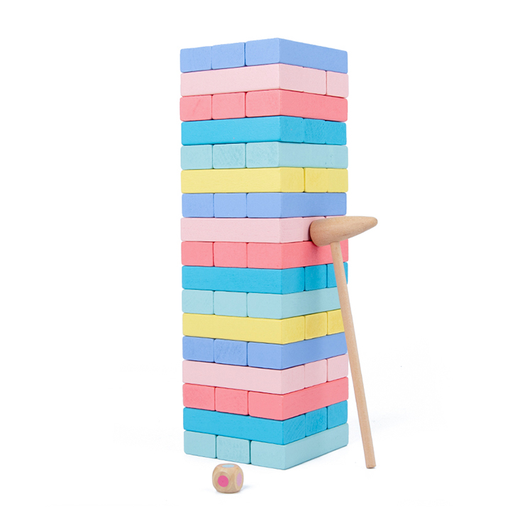 Wooden candy color blocks stacking game toys giant jenga classic toys