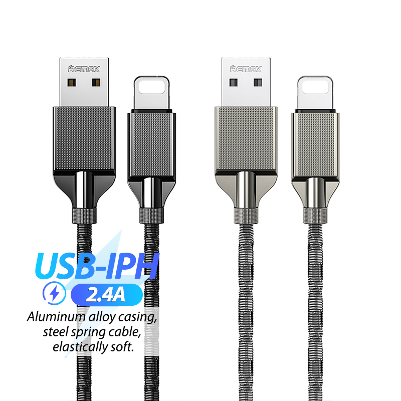 Remax RC-004 Spring all metal cable Lightning Mobile Phone Data transmission Usb Type C Cable 3.0 Fast Charge