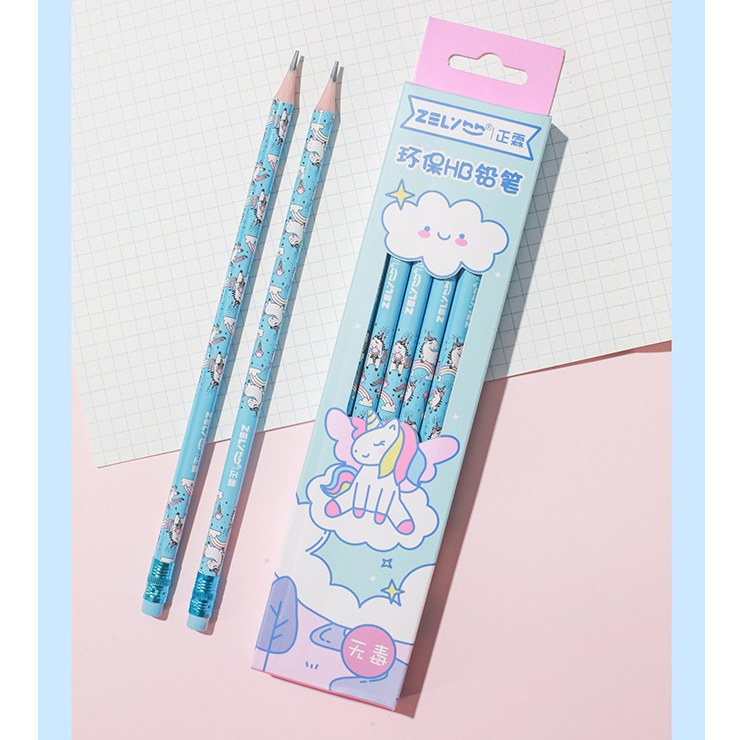 wood free 12 pcs heat transfer printing HB pencil with eraser for students promotion