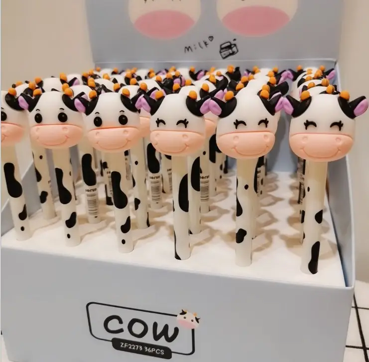 cute kawaii  kids click cow gel pen 05mm gel pens slim
