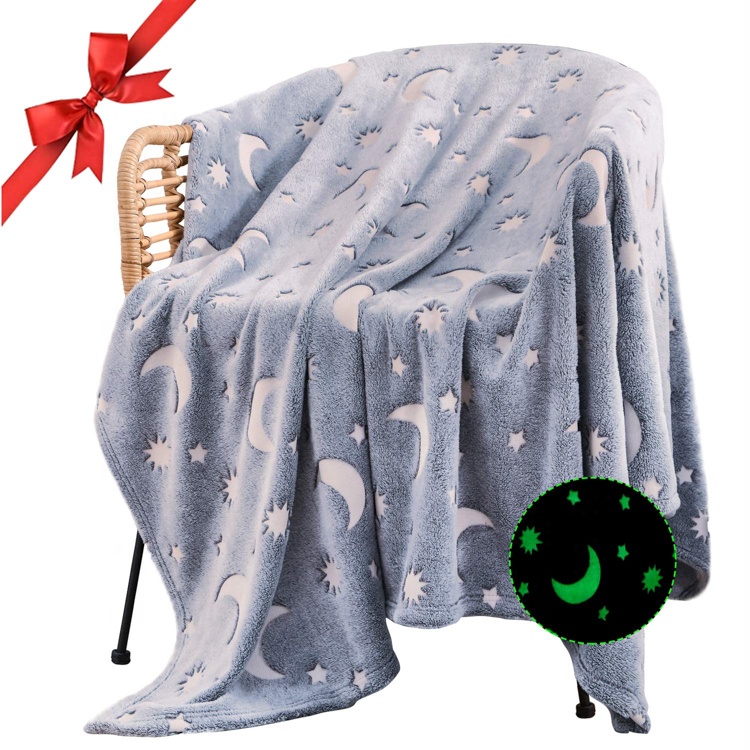 Home Textiles Moon And Stars Eco Friendly Soft Knitted Blanket With Stars