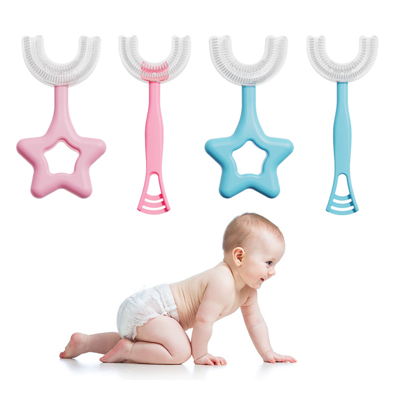 U Shape Toothbrush Kids Teeth Care Soft for Children Brushing Teeth Cleaning.