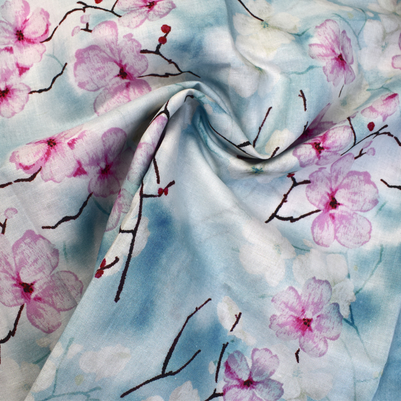 Wholesale Fabric Floral Cotton Fabric White Linen Fabric