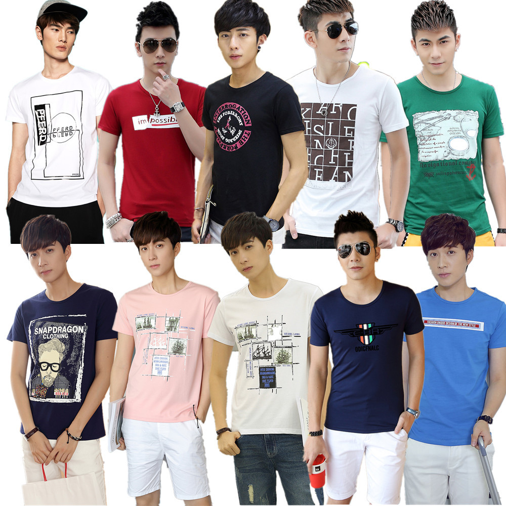 Men's T shirt with round neck and short sleeves Stock clothes