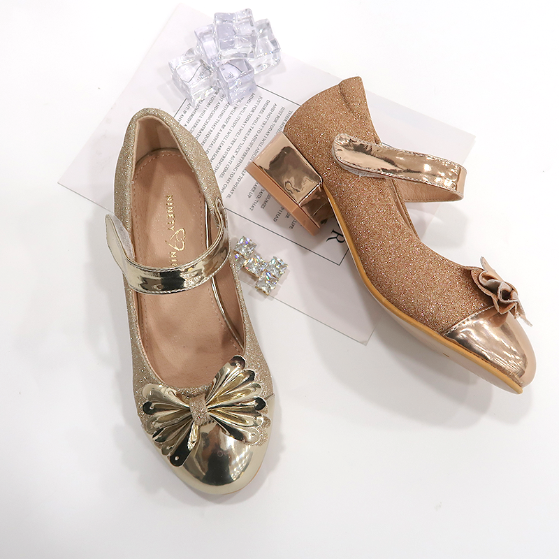 2021 oem odm fashionable footwear hook and loop casual ankle strap heel children flower a girl kids baby Children's Dress Shoes