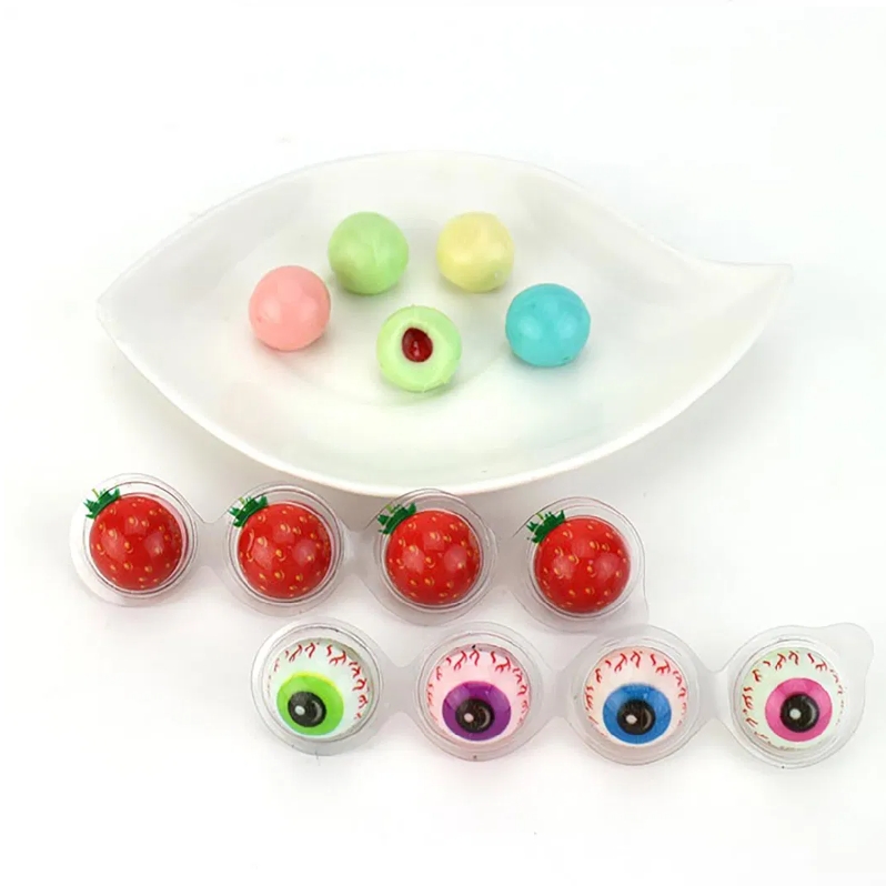 Hot Sale Factory Custom Eyeball Shape Candy Gummy Sweet Fruit Mini Size Jelly 4pcs Pack