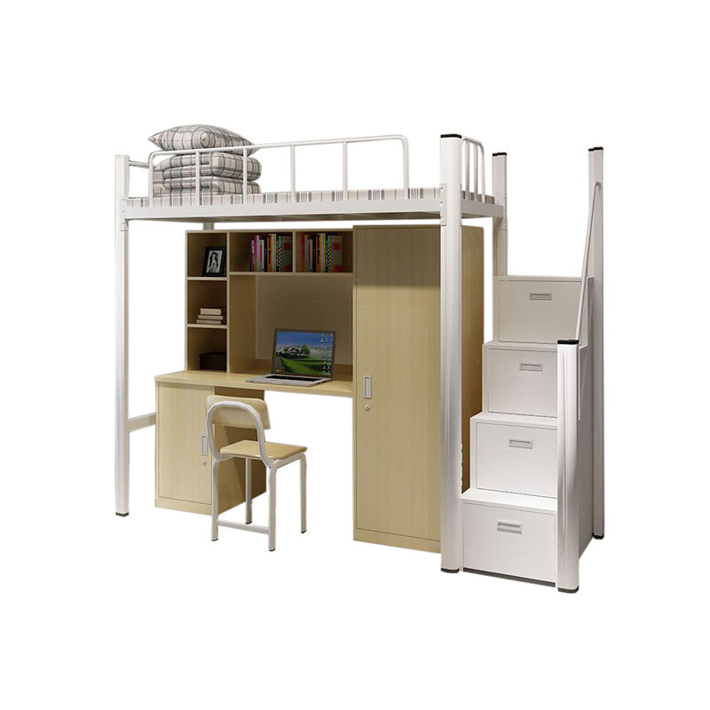 University Apartment Furniture Dormitory Steel Loft Bed With Slide
