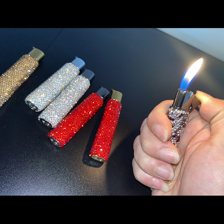 Fashion Women Luxury Cigar Bling Handmade Rhinestone Other Lighters & Smoking Accessories Case Fire Lighters With Diamond