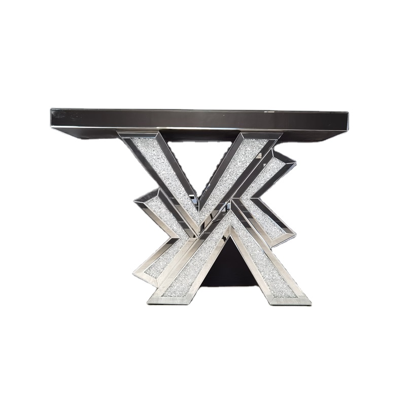 Amazon best selling Luxury Modern Living room X Mirror Console Table diamond dust