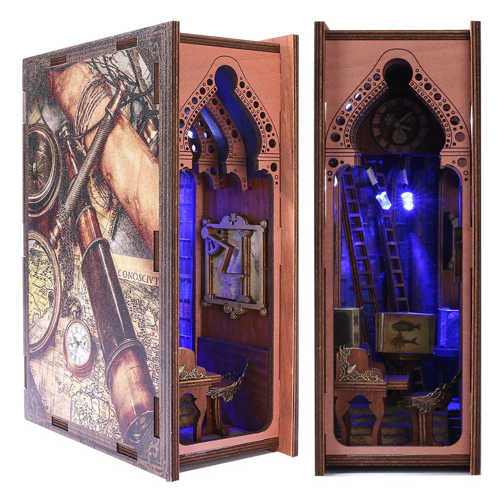 3D Wooden Puzzle DIY Dollhouse Book Nook Bookshelf Inserts Personalized Assembled Bookends Diorama Decor Sailing Adventures