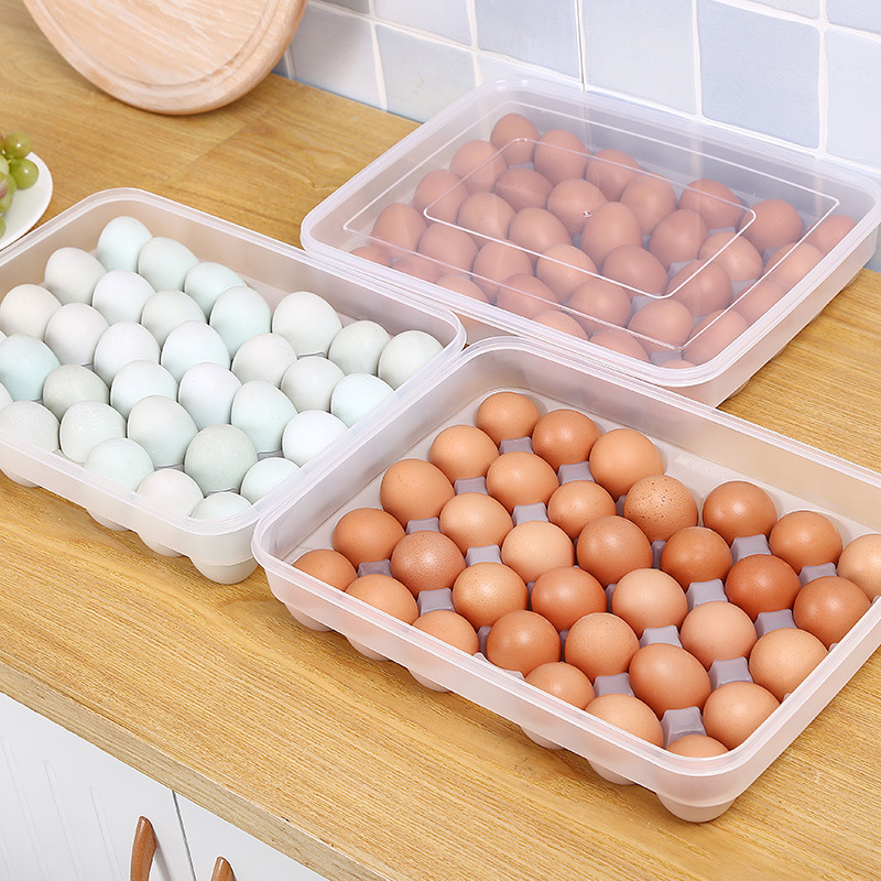 Household Plastic Kitchen Box Egg Container and Food Crisper Egg Tray for Egg Storage and Tools