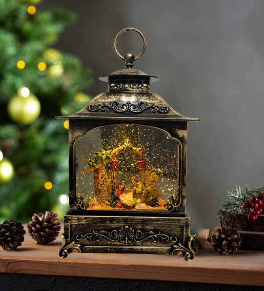 Low MOQ Indoor Holiday Decor Lantern Nativity Custom Family Acrylic Snow Globe