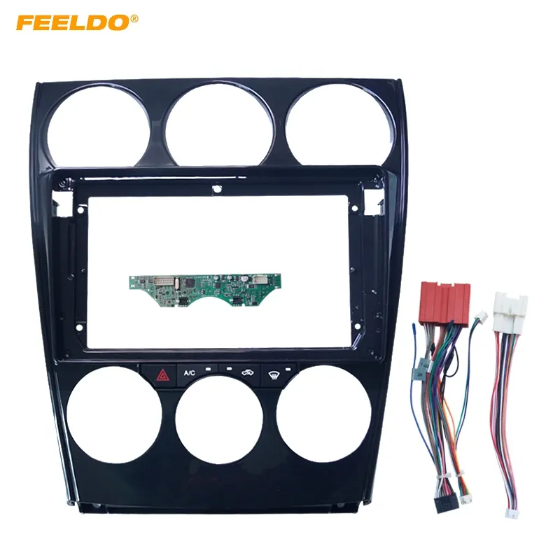 Car Audio 2Din Fascia Frame Adapter With AC Panel & Power Cable Canbus For Mazda 6 Big Screen DVD Fitting Dash Trim Kit