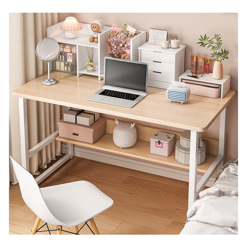Elegant Student Study Desk with Modern Writing Surface and Storage for Home Office and Living Room