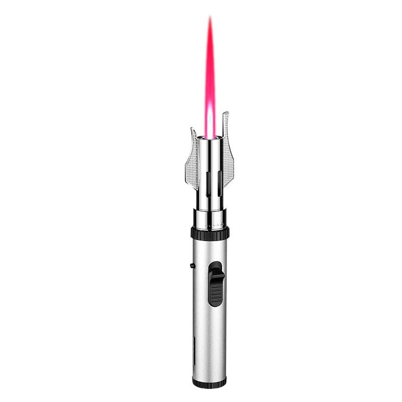 New Powerful Red Flame Torch Lighter Adjustable Rotatable Jet Flame Refillable Long Pen Lighter
