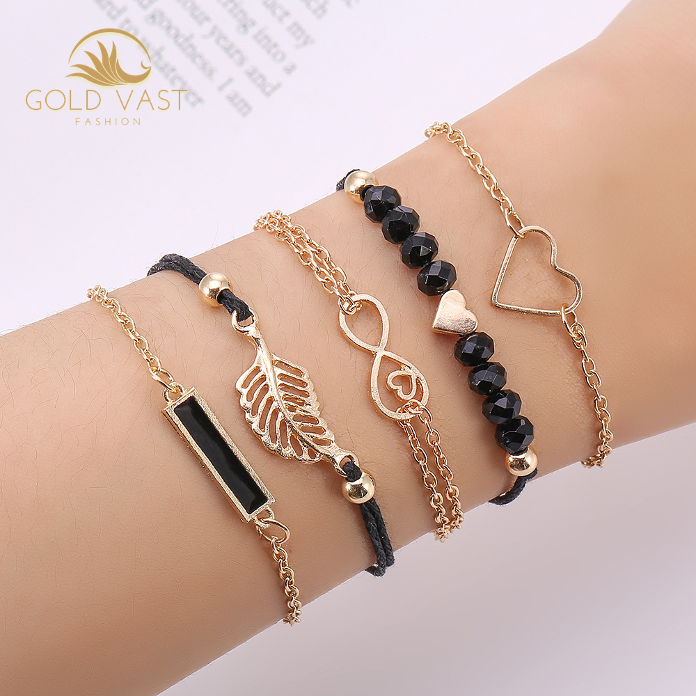 trendy stainless steel gold plated bracelets & bangles bracelets sets alloy charm bracelet in zinc alloy jewelry bijou bijoux or