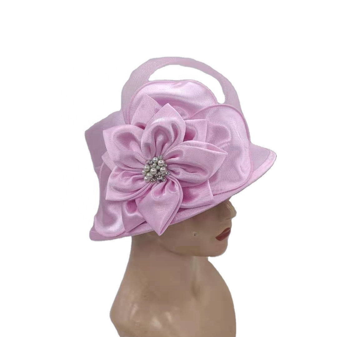 The satin hat bridal Formal Party hats for lady church new elegant women pillbox funny hats top