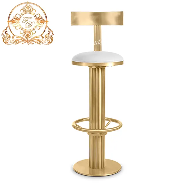 Metal frame adjustable with footrest golden stainless steel bar stool chair