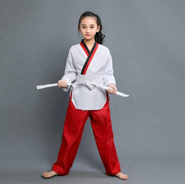 Костюм для боевых искусств Tae Kwon Do Gi, Студенческая Униформа с поясом, белый