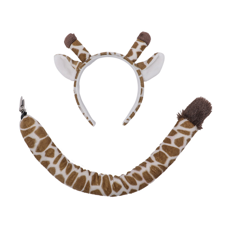 New Halloween party children live performance with faux fur fabric giraffe ear tail accessories