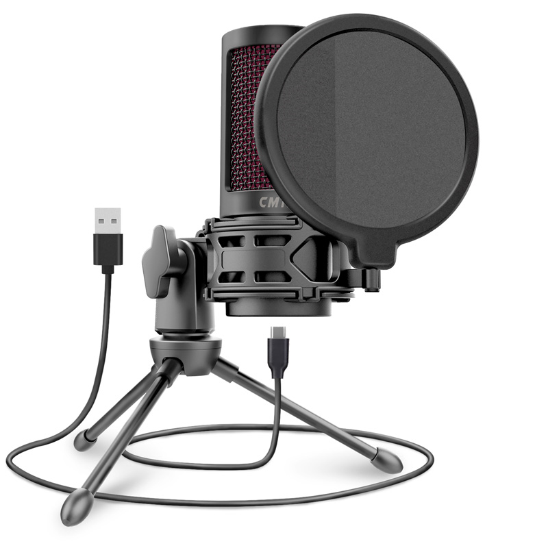 Студийный конденсаторный микрофон с шумоподавлением, USB, Plug and Play, компьютер