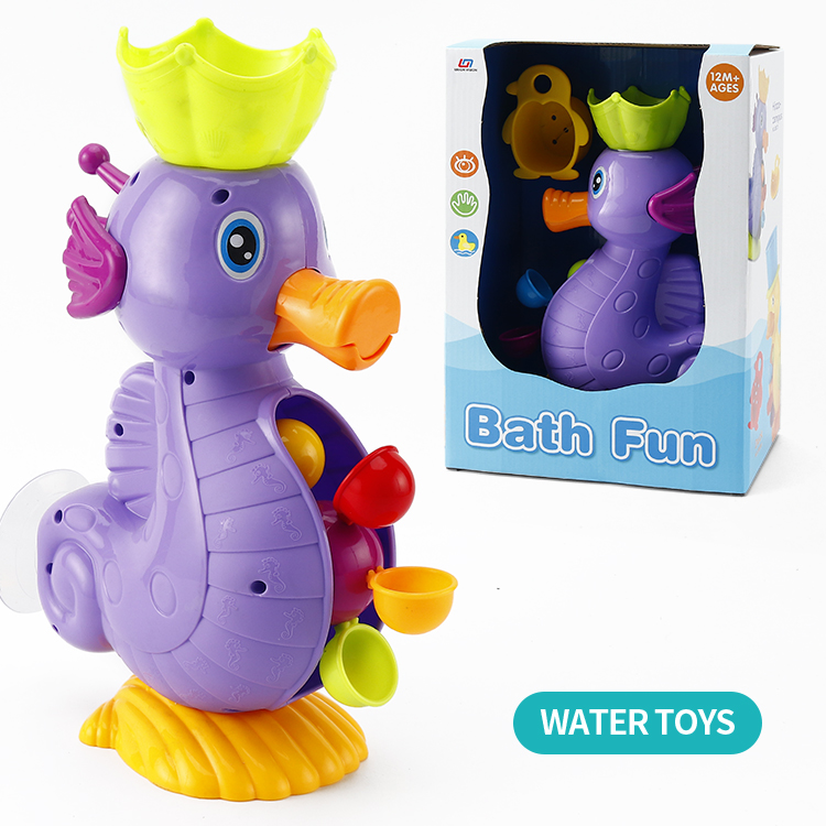 Bathroom Kids Shower Baby Water Hanging Seahorse Bath Toys Sets