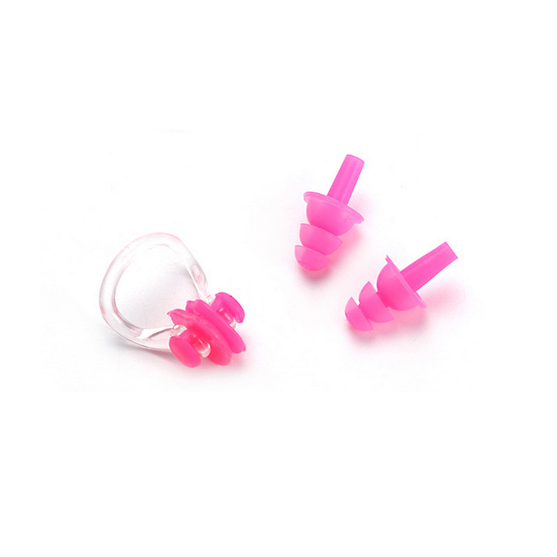 High Quality Silicone Swimming earplug adult Waterproof swimming ear plugs Soft Swim nose clip set with case Wholesale