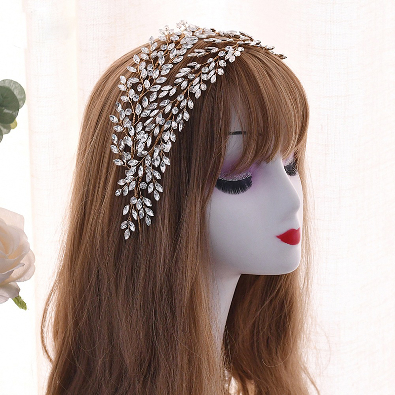 Fashion Bride Headband Crystal Leaf Hair Band Bridal Crown Tiaras Hair Accessories Wedding Accessories