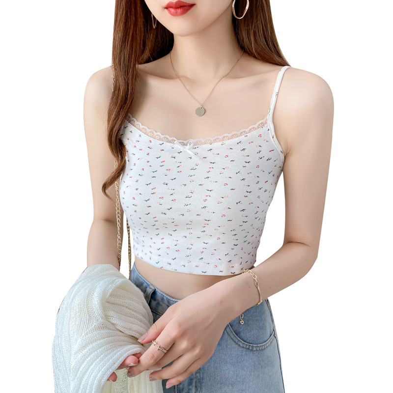 Camisole women's summer new style girl lace floral small sling inside wear bottoming shirt