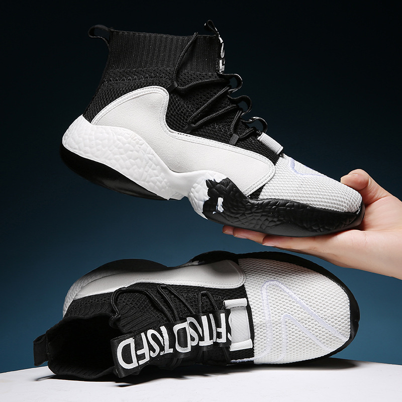 New Flying Woven Socks High-top Men's Shoes Breathable Mesh Sports Trendy Running Shoes 2021 Autumn and Winter Plus Size Women