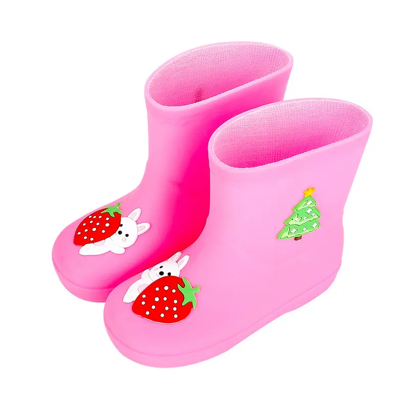 Summer Cute cartoon pattern Cotton eva material kids waterproof long rain boots children rainboot