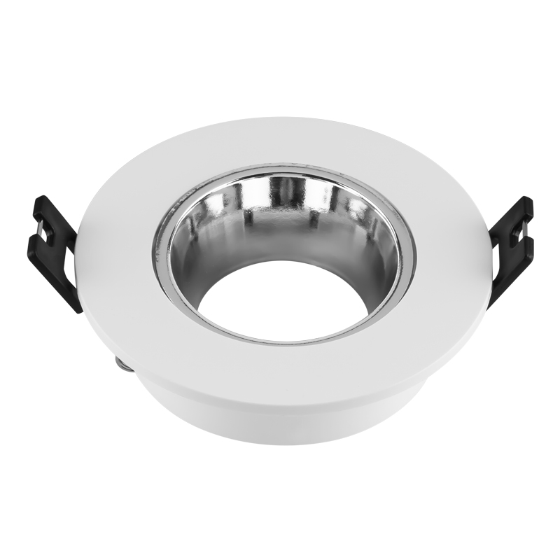 Plastic electroplate silver recessed GU10 MR16 spotlight housing