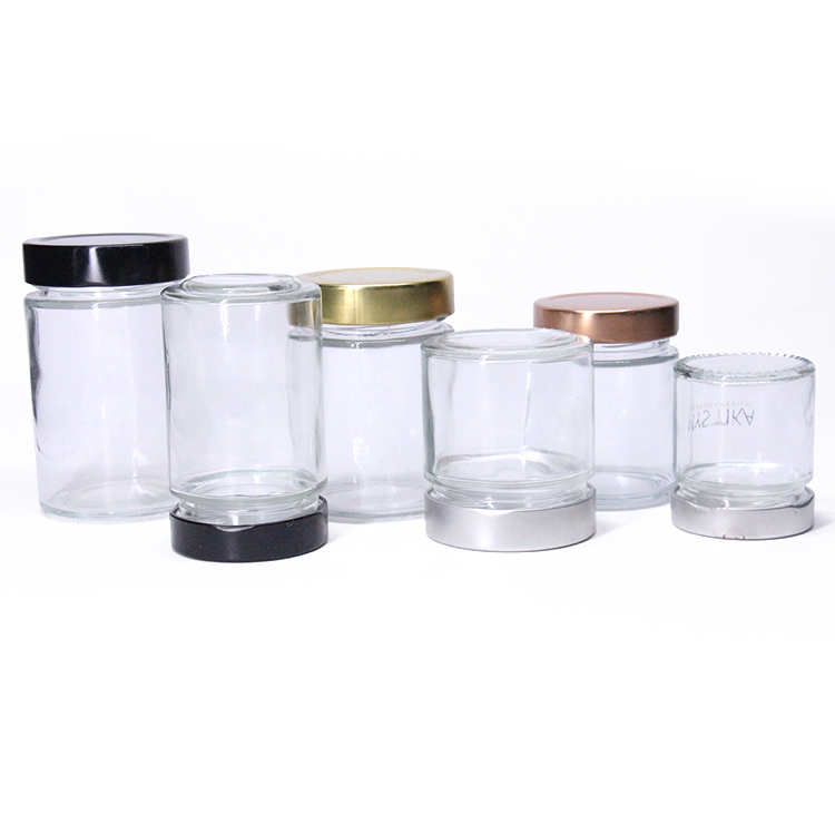 16oz round food storage container glass jar wide mouth with lids in bulk wholesale