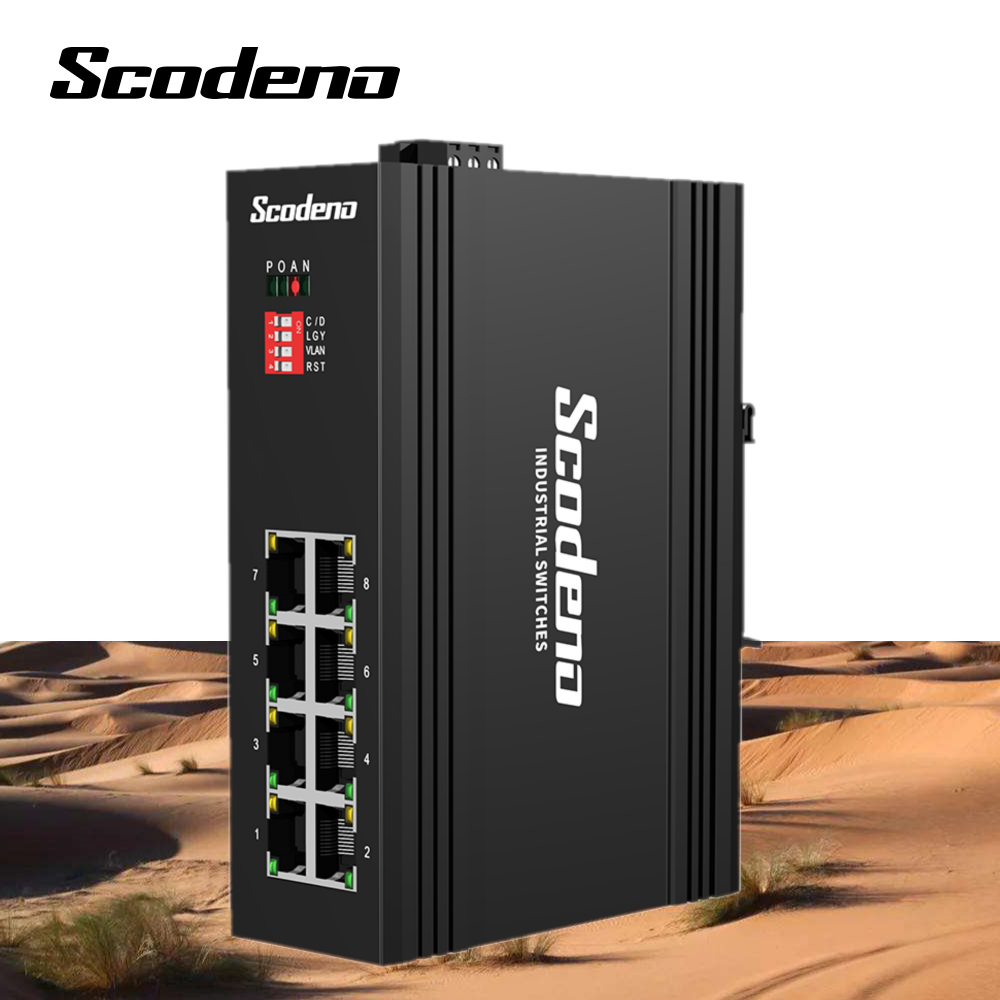 Коммутатор Ethernet Scodeno IP40 din-рейка 100 м 8 портов OEM PoE коммутатор 48 В