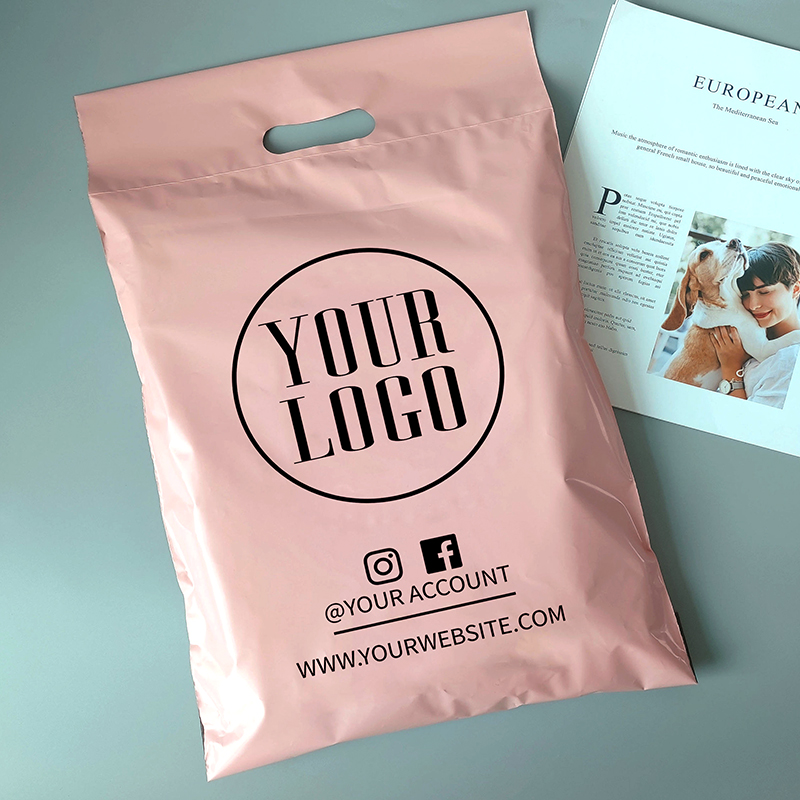 Custom printed logo plastic packaging clothes shipping bags poly mailer bags with handle