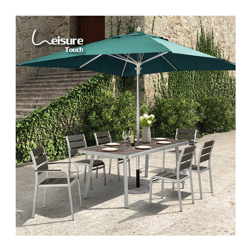 Patio Dining Set Umbrella Aluminum Outdoor Modern Table Water Resistant Garden Dining Set