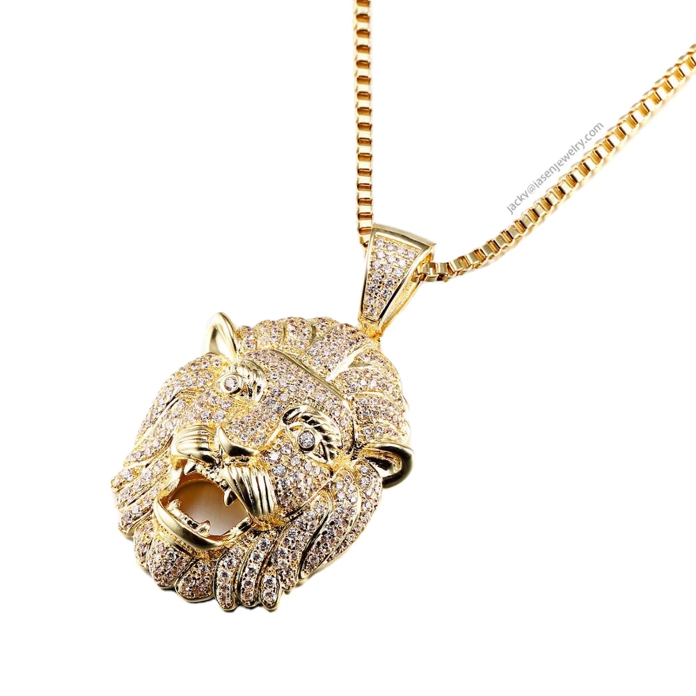 JASEN ювелирные изделия iced out cz кулон на заказ золотая голова льва латунная подвеска