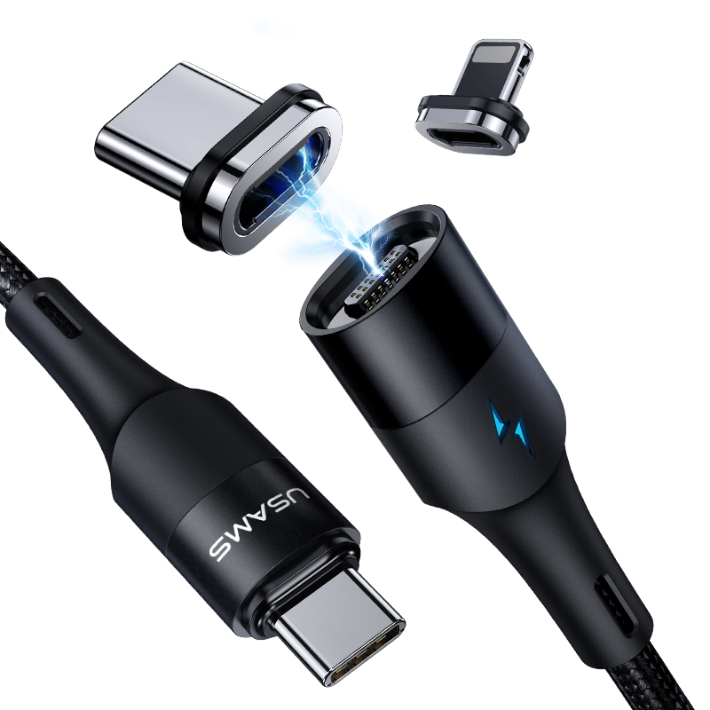 USAMS SJ495 Smart Magnetic 30W To Type C 60W Magnetic Type C 1.2M Cable PD Fast Charging Magnetic Cable