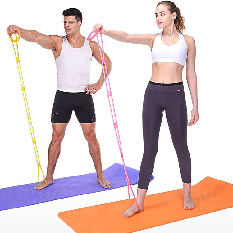Colorful Yoga 7 hole elastic band Fitness Silicone Pull Rope Exercise Resistance Band
